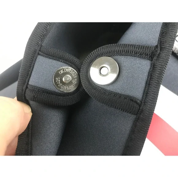 QOGIR Gray Neoprene Tote Bag Red White Stripe‎ Beach Travel Zipper Pouch - Picture 9 of 16